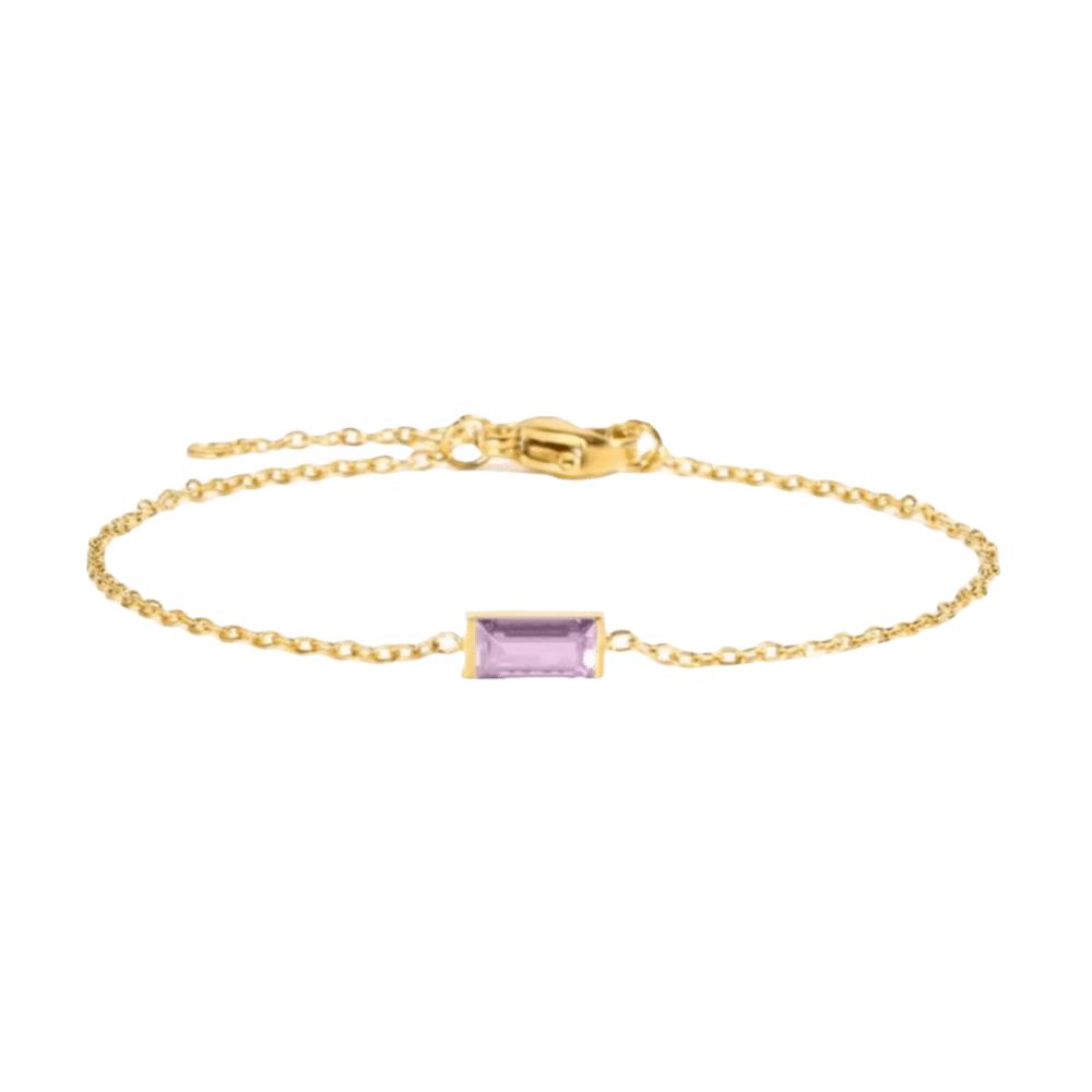 Sparkling Gold Plated Bracelet Square Zircon Minimalist Bracelet Trendy Birthstone Bracelet Daily