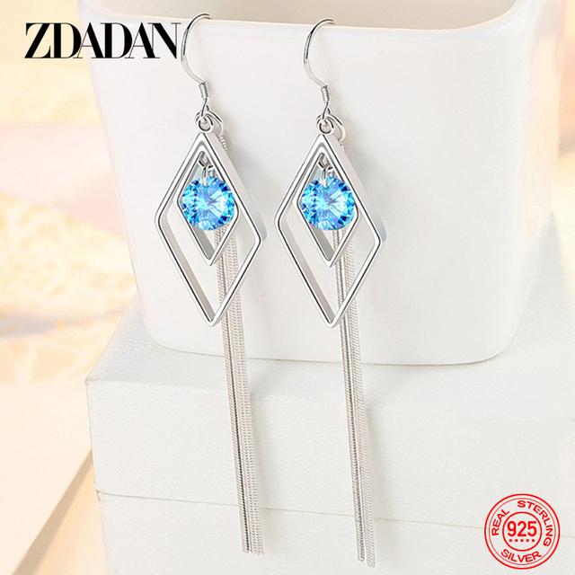 925 Sterling Silver Long Tassel Dangle Earrings For Women Fashion Wedding Jewelry Gift