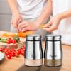 2Pcs 120ML Salt Pepper Shaker Stainless Steel Clear Glass Large Capacity Refillable Condiment Dispenser Container Spice Bottle Kitchen Gadgets