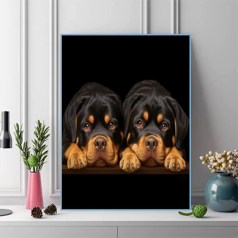 Black Rottweiler Pattern 3pcs 100% Round Full Drill 5D DIY Diamond Painting Embroidery Cross Stitch Rhinestone Décor