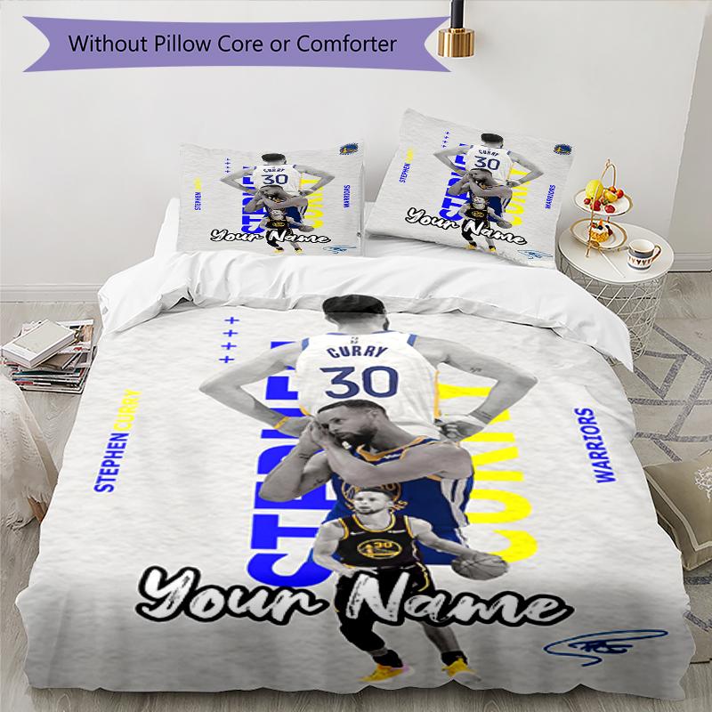 3pcs Custom Name Curry Bedding Set Duvet Cover Closure Includes 1 Duvet Cover & 2 Pillowcases, Soft and Comfortable for All Seasons.