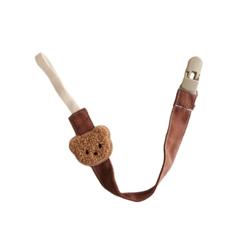 Bear Baby Cloth Pacifier Chain Embroidery Nipple Holder Clips Anti-lost Soother Holder  Baby