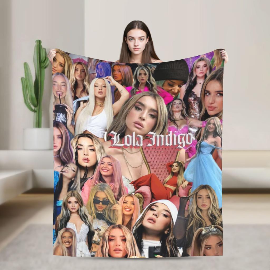 Lolas índigos Spanish Singer Bedding Throws Soft Cozy Graphic Blanket For Home Decor Plane Travel Flannel Bedspread Bed Cover