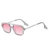 Retro Double Bridges Women Sunglasses Fashion Pink Gradient Eyewear Trending Hollow Leopard Blue Sun Glasses Men Shades