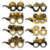 16pcs Amazon's new product birthday party decoration paper glasses - black and gold 18-year-old and 60-year-old birthday photo props glasses