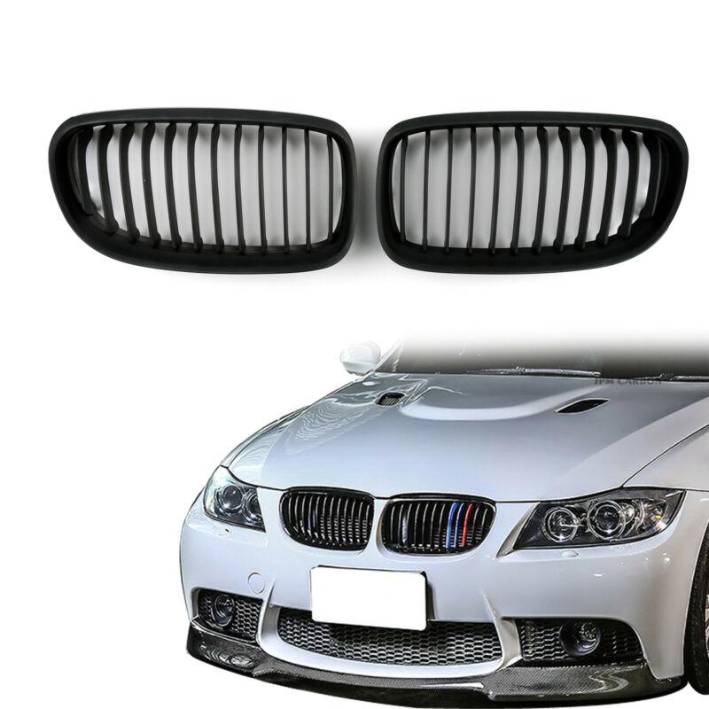 Matte Black Front Kidney Grill Mesh Grille Nose For BMW E90 E91 LCI 2009 2010 2011 2012