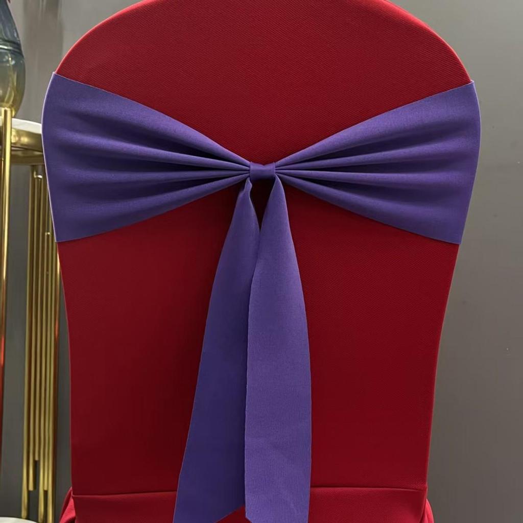 Эластичный чехол на спинку стула с декоративной цветочной завязкой для банкетов