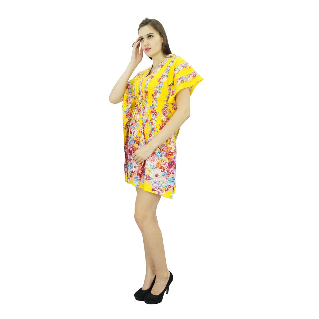 Bimba Женское платье-кафтан в стиле бохо с принтом, хлопковая короткая туника, пляжный кафтан