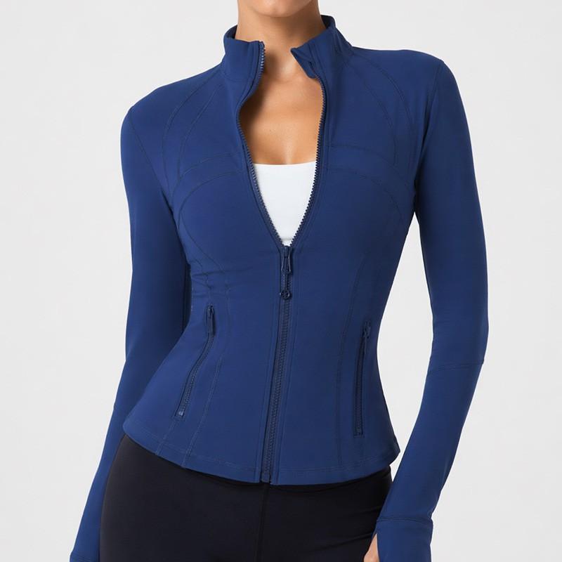 Womens Fleece Yoga Jacket Lightweight Warm Outdoor Sportswear Long Sleeve Zip-Up Slim Fit Activewear Top