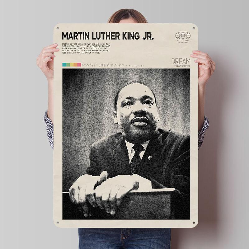 Martin Luther King Jr. Vintage Tinplate Posters Customizable Wall Art Retro Vintage Metal Signs for Home Room Gamer Decoration