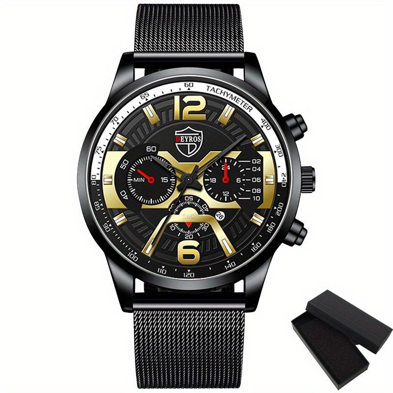 Модные мужские часы из нержавеющей стали с календарем и датой, качественные деловые кварцевые мужские часы