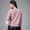 Paruo Women's 100% Cashmere Round Neck Cable Knit Sweater