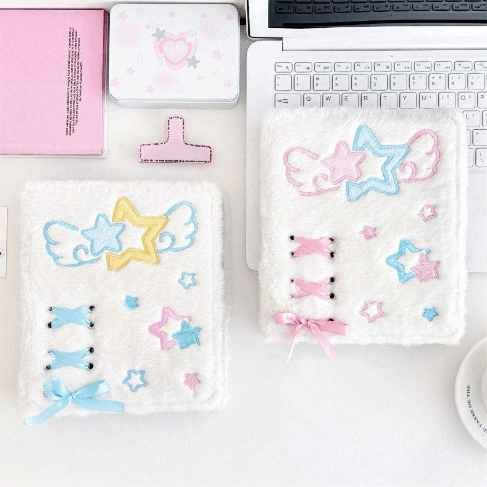 Loose-Leaf Photocard Holder Plush Angel Star Pattern Collect Book For Kpop Idol Fans