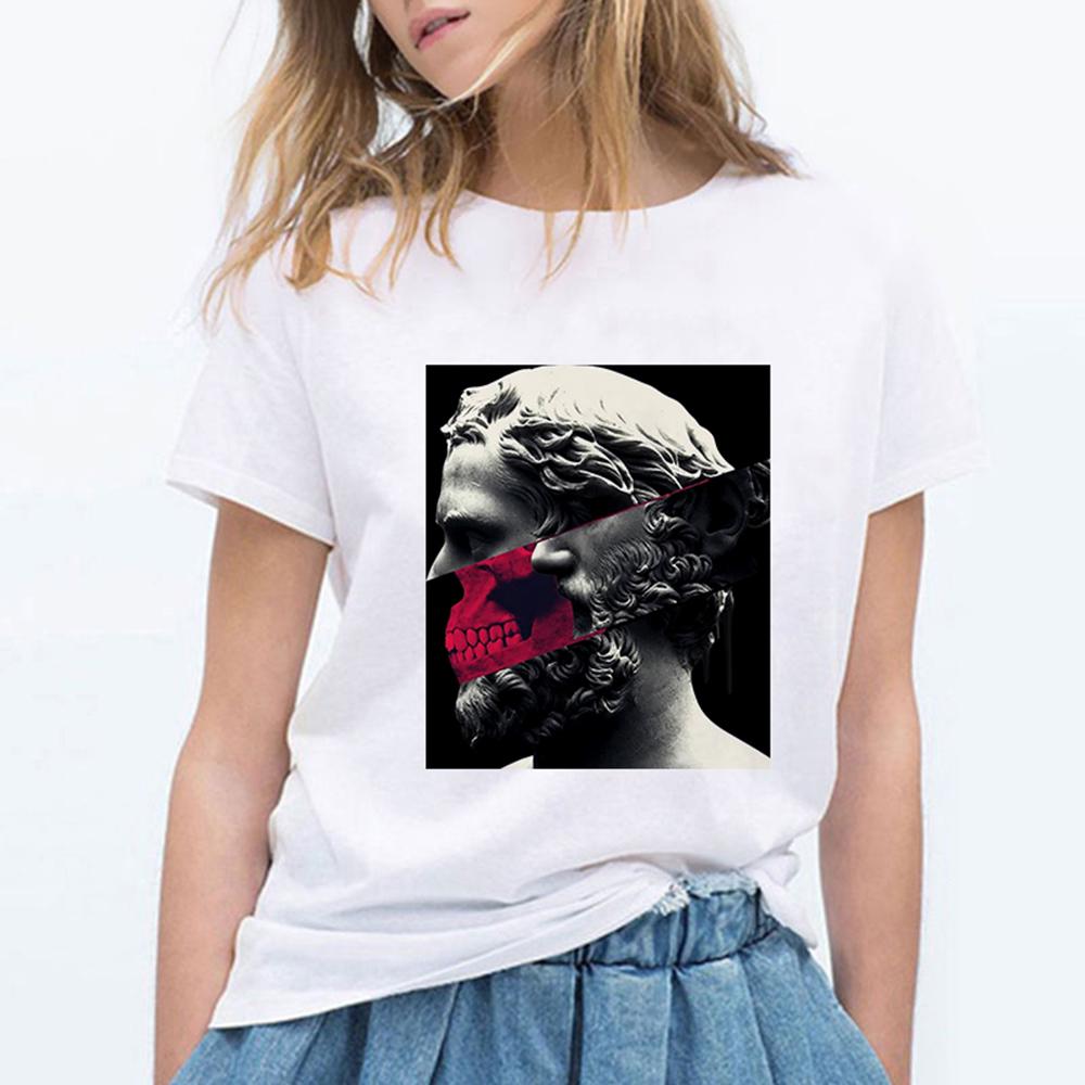 Michelangelo Statue Art Painting Female T Shirt Harajuku Plus Size Graphic T Shirts Women Casual Kpop