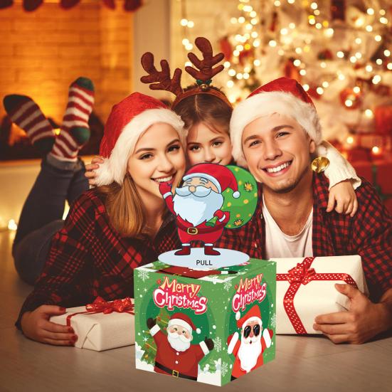 Christmas Money Box for Cash Gift Pull Surprise Money Holder with Snowman/Tree/Santa Card And 50 Pcs Transparent Bags for Home Party Favors