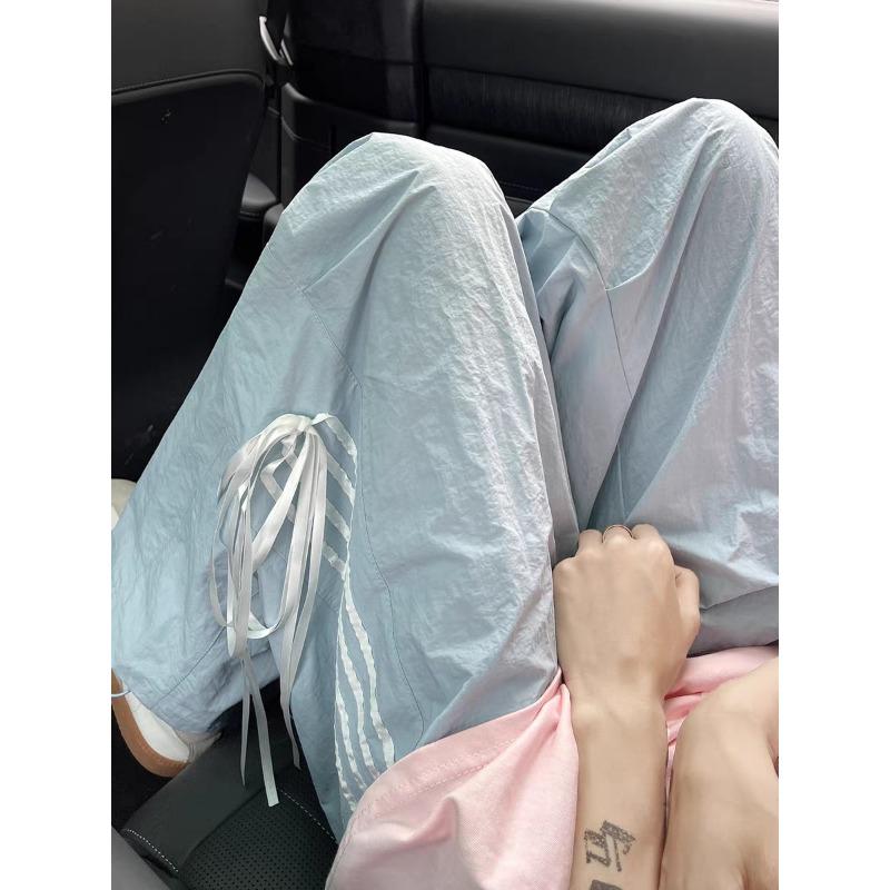 Новые летние модные повседневные спортивные брюки Dopamine Bow, студенческие свободные широкие брюки в корейском стиле, брюки-десантники