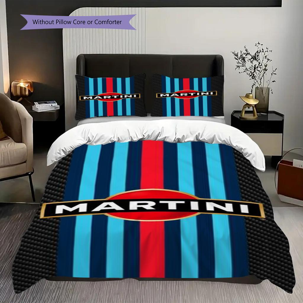 Martini Stripes Elegance Three-piece set (1 * duvet cover + 2 * pillowcase, without core) 2D Flat Christmas birthday gift Duvet cover and pillowcase