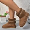 Мода Модные полосатые теплые зимние сапоги из короткого плюша для женщин, зимние ботильоны на плоской подошве из искусственного меха, женская удобная обувь на хлопковой подкладке, без застежки