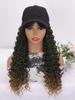 Hat Wig Long Curly Synthetic Wave Wig Hat AdjustableBlack Baseball Hat Wig