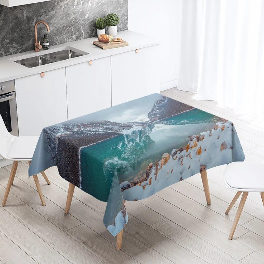 Скатерть с принтом пейзажа, устойчивая к пятнам, водонепроницаемая, для свадебной вечеринки, ресторана, банкета, украшение для домашнего стола
