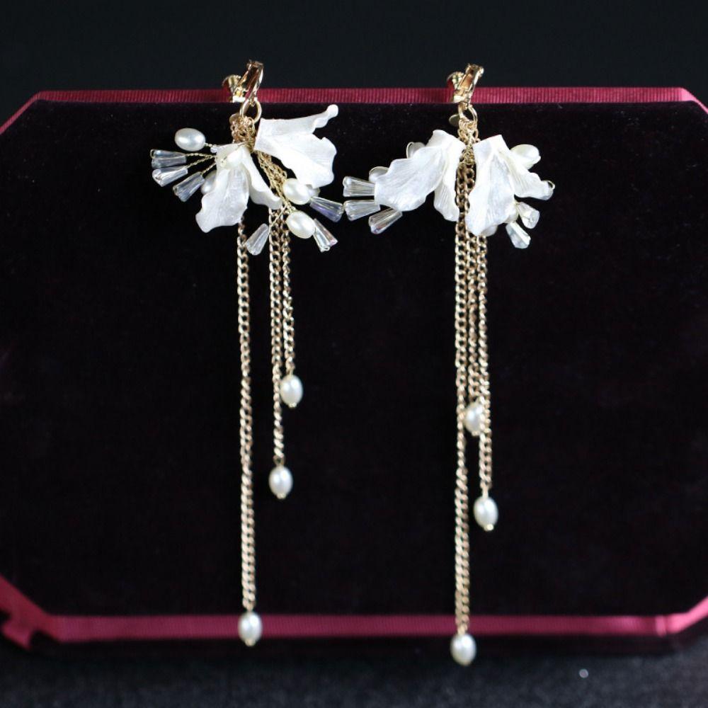 Handmade Bridal Headwear Earring Set Tassels Earring Flower Headbands Female Decoration
