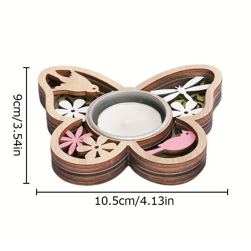 Деревянный декоративный подсвечник в форме бабочки в стиле ретро с узором для резьбы по дереву для гостиной, уникальное украшение
