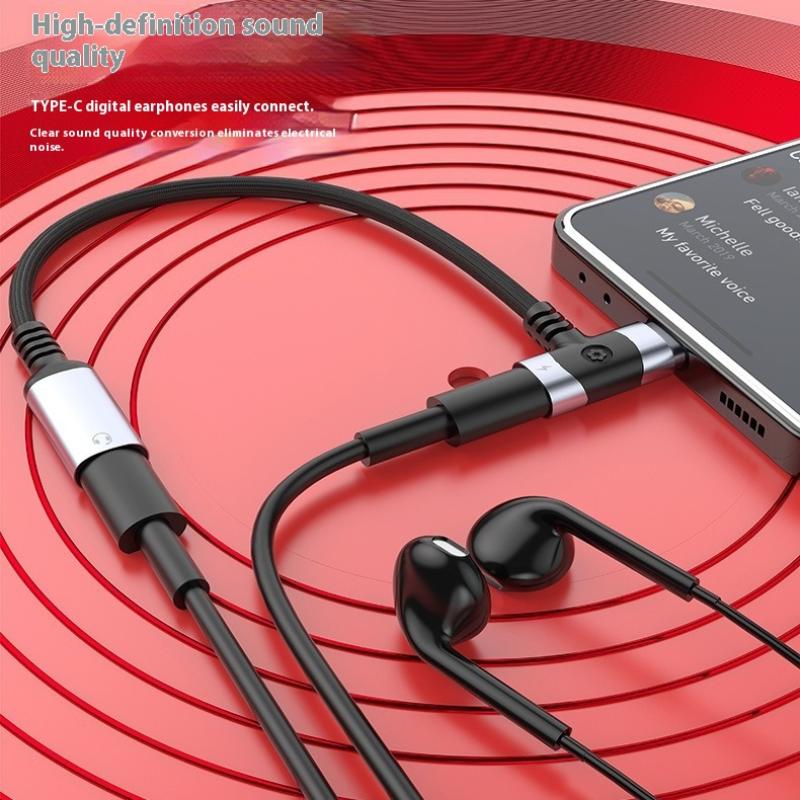 1 шт. Плетеный кабель-переходник 12 см PD с разъемом, универсальный портативный 2 в 1, адаптер для наушников USB-C, донгл 10 Вт, зарядный кабель Type-C