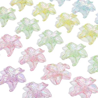 Акриловые бусины, подвески с покрытием AB, цвет, пять лепестков, цветочные бусины для браслета, ожерелья, изготовления ювелирных изделий