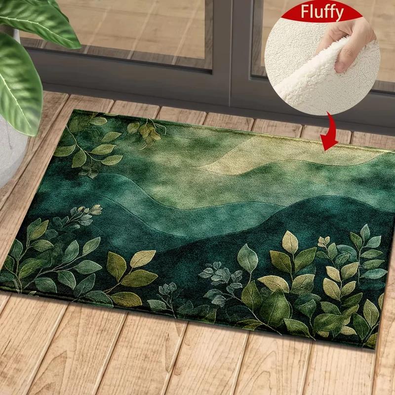 Floral Kitchen Runner Rug 3D Embroidery Style Colorful Flower Non-Slip Washable Mat for Home Decor