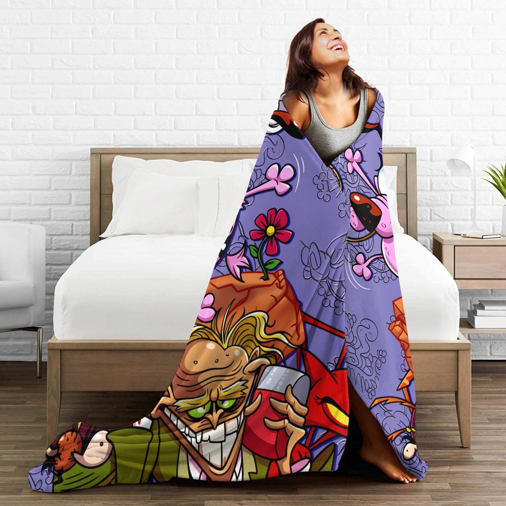 Courage Cowardlys Dog Blanket Quality Warm Soft Cartoon Bedding Throws Winter Travel Outdoor Fashion Bedspread