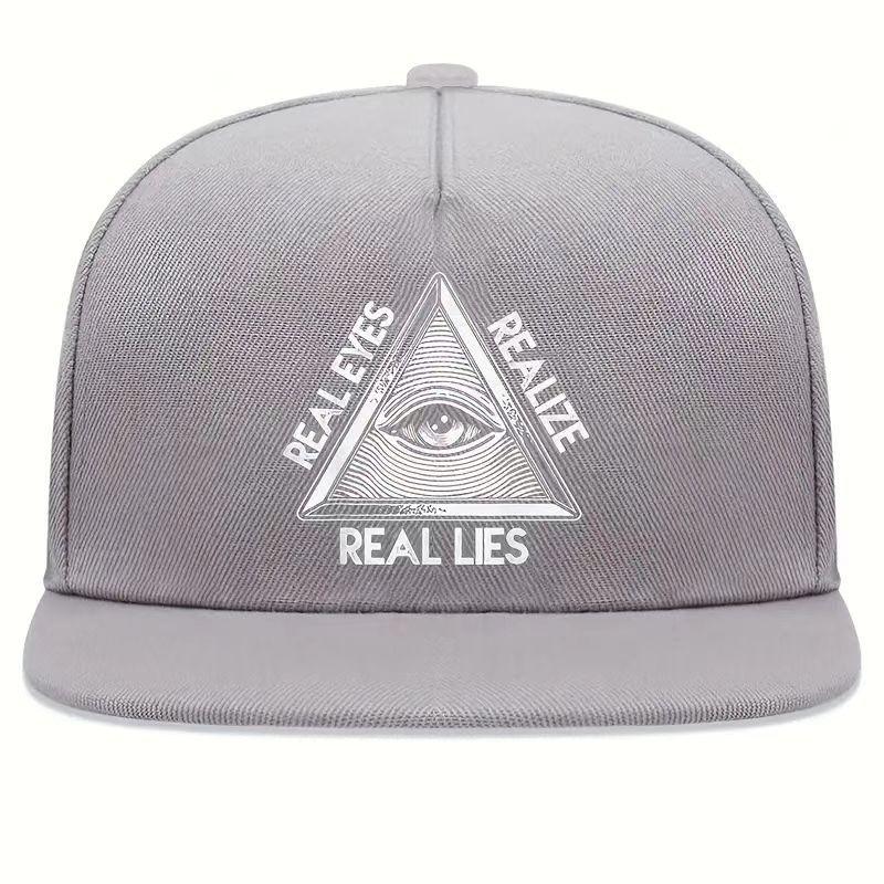 Lightweight 1pc Unisex Adjustable Snapback Cap - "Real Eyes Realize Real Lies" Print Street Style Hip-Hop Hat - 100% Polyester H