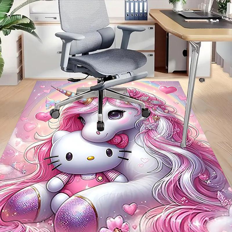 1 шт. Ковер с единорогом Hello Kitty, офисный коврик, уличный коврик, домашний декор, ковер для зоны, праздничный подарок, коврик под офисное кресло
