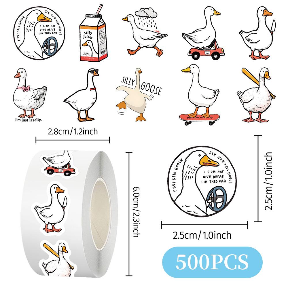 500 шт. Наклейки-ролл «Глупый гусь» (Meme Sticker Roll) Забавные виниловые наклейки для подростков и взрослых для бутылки с водой, ноутбука, велосипеда, кружки, скрапбукинга