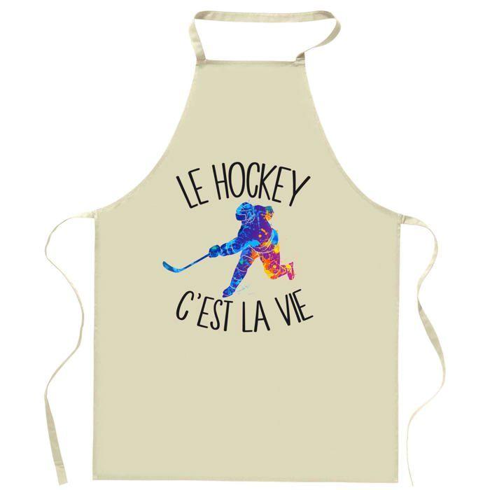 Tablier de cuisine - hockey C'est la vie - Coton épais - Impression France - Liens ajustables