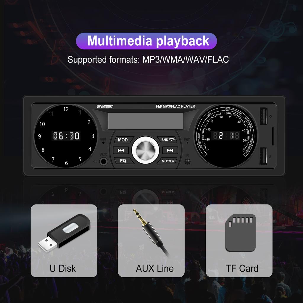 1DIN Car Radio Stereo Player Remote Control Digital Bluetooth Audio Music Stereo 12V Car Radio MP3 Player USB/SD/AUX-IN