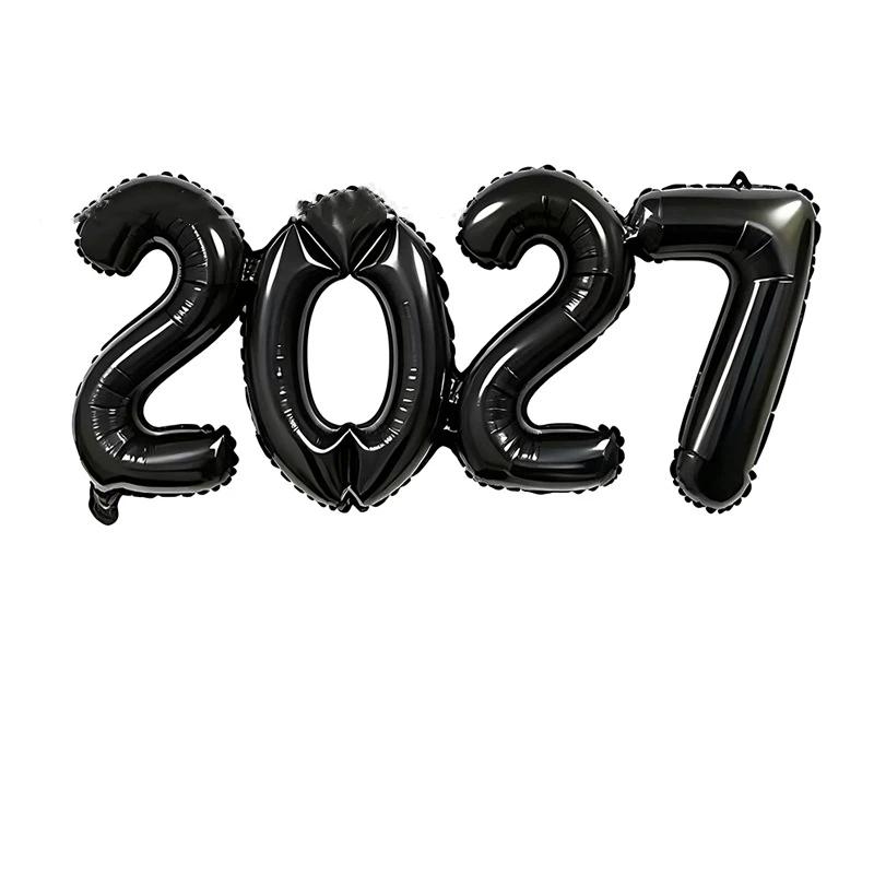 2027 Слитные Фольгированные Шары Разноцветные Цифры для Украшения Новогодней Вечеринки, Церемонии Выпускного