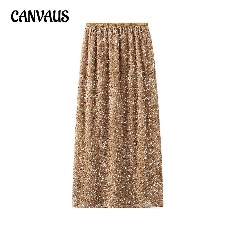 Velvet Sequins Halter Skirt Women's Package Hip Skirt Vintage Straight Mid-Length Skirt Spring and Autumn Winter Skirt