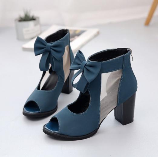 2024 Женские летние элегантные босоножки на высоком каблуке с сетчатым узором и застежкой-бабочкой, босоножки с застежкой-молнией «рыбий рот» для вечеринок, модная женская обувь