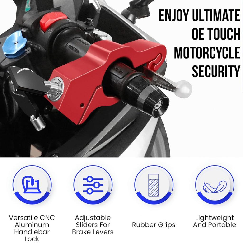 Aluminium Motorcycle Handlebar Brake Lever Lock Quick Secure Anti Theft Device Metal Brake Clutch Locks for Motorbikes