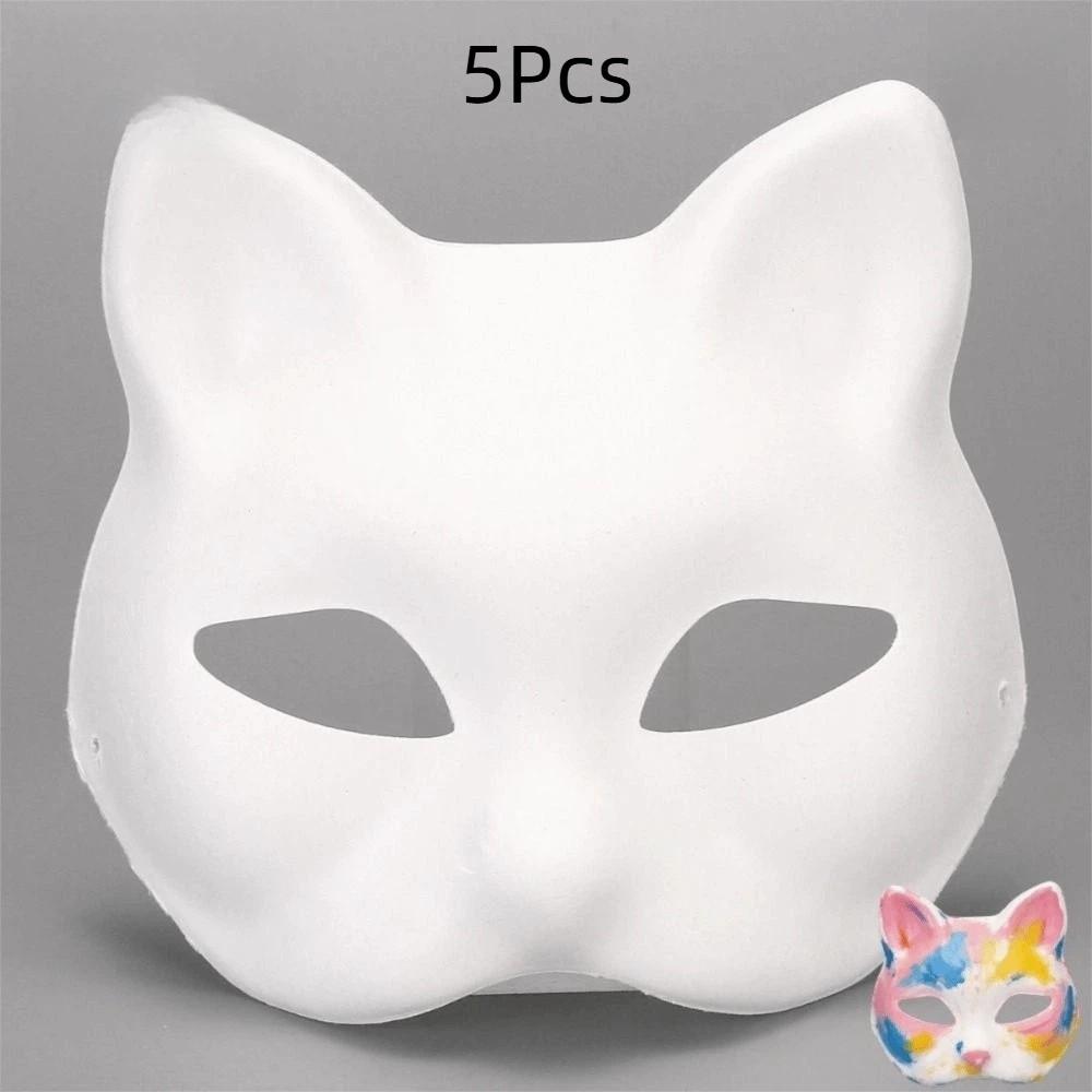 5Pcs Blank Surface DIY Full Face Masks White Paintable Craft Masks Paper Mache Masks for Cosplay