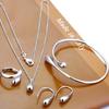 4Pcs Fashion Teardrop Jewelry Set For Women Simple Ring Necklace Bracelet Earrings Set For Banquet Wedding Jewelry