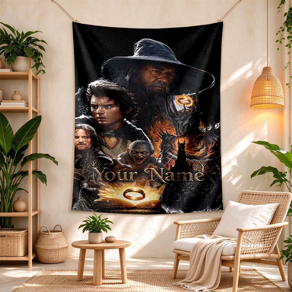 Lord Rings Personalized Name Tapestry Lightweight Tapestry Vibrant Fade-Resistant Print Suitable for Bedroom Ideal for All Seasons