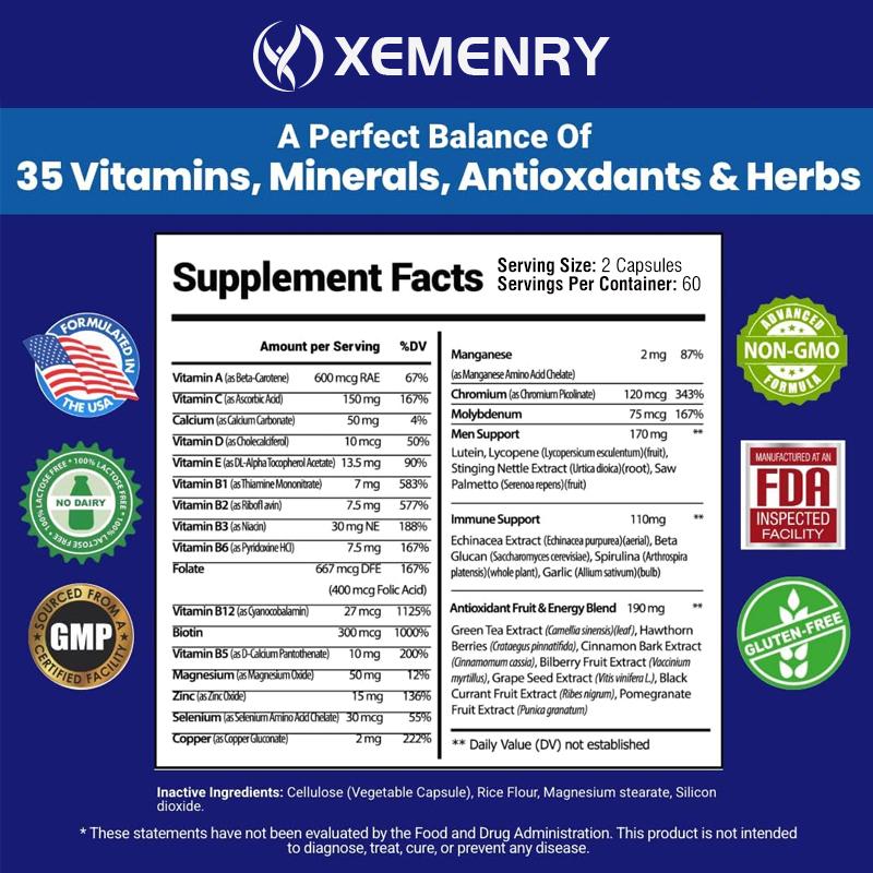 Men's Daily Multivitamin, Contains Lycopene, Saw Palmetto Extract, and Immune Support