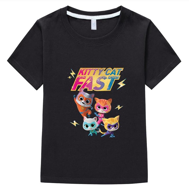 Футболка SuperKitties для мальчиков 10 лет, футболка с аниме, хлопковые топы с героями мультфильмов, одежда для девочек y2k, цельная летняя детская одежда