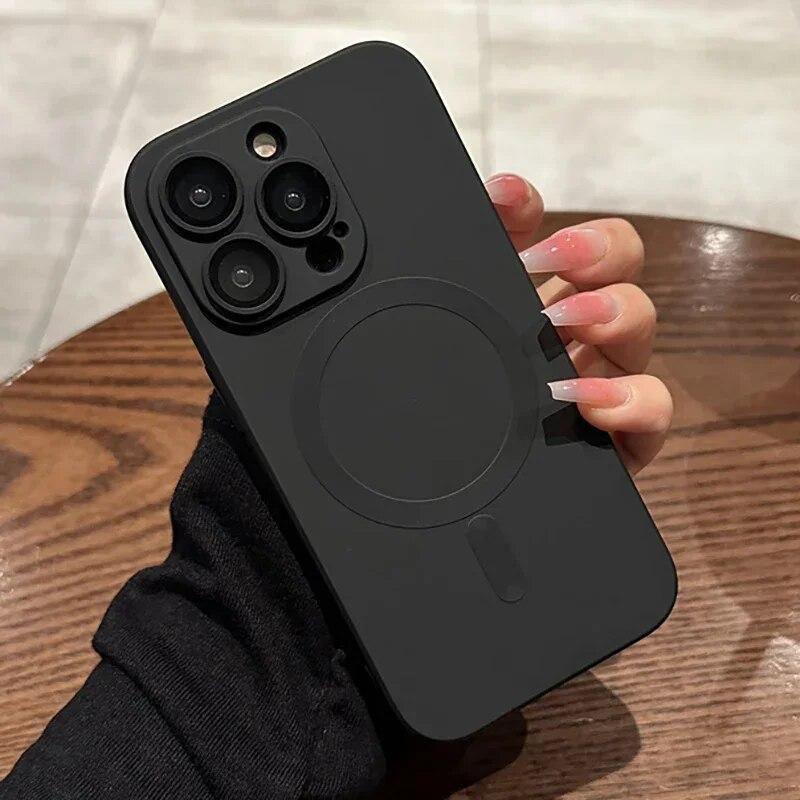 Матовая силиконовая пленка для линз с матовым покрытием, защитный чехол для IPhone 15 14 13 12 11 Pro Max Plus Magsafe, магнитный чехол для беспроводной зарядки