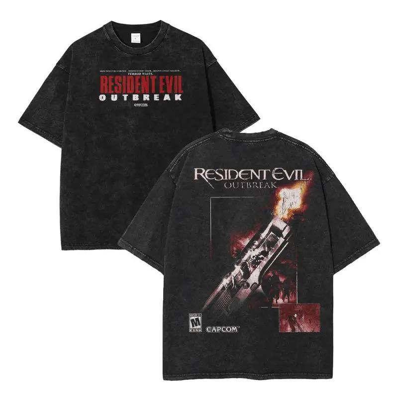 Игровой футболка с принтом Resident Evil для мужчин и женщин, стираная хлопковая футболка, винтажная повседневная одежда, Харадзюку, мужская летняя уличная футболка