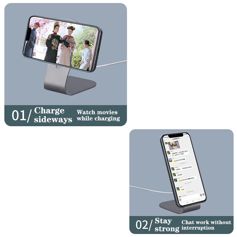Подставка для зарядного устройства Magsafe из магнитного алюминиевого сплава для быстрой беспроводной зарядки iPhone 12 серии Зарядное устройство Macsafe Carregador Galaxy Buds