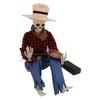 Halloween Cowboy Skull Statue Luminous Eyeball Simulation Halloween Cowboy Skeletons Ornaments for Desktop Decoration