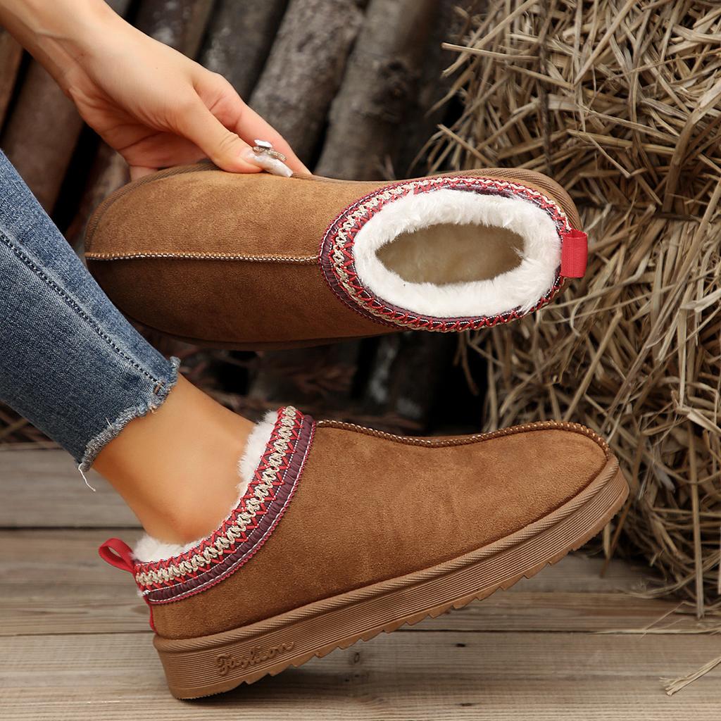 Women's Wool Slippers Warm Platform Wool Low-top Snow Boots Slippers Women's Outdoor Anti-Slip Boots Shoes for Women