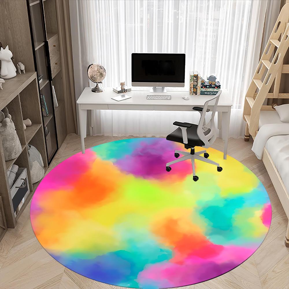 1pc Colorful AbstractChair Carpet for Office, Indoor Non-Slip Washable Polyester Fiber Carpet, Mat For Office, Machine Washable